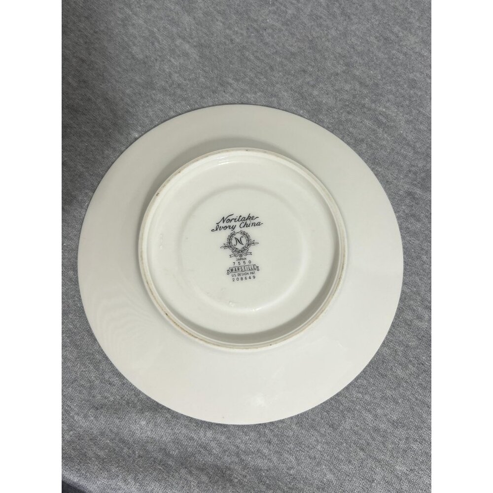 Vintage‎ Noritake Ivory China Marseille 7550 Saucers Set of 4 Floral Trim Silver - Picture 7 of 11